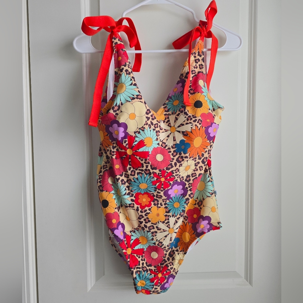 Posh Peanut Moonbeam Swimsuit Floral Leopard One Piece - Red, Yellow, Blue